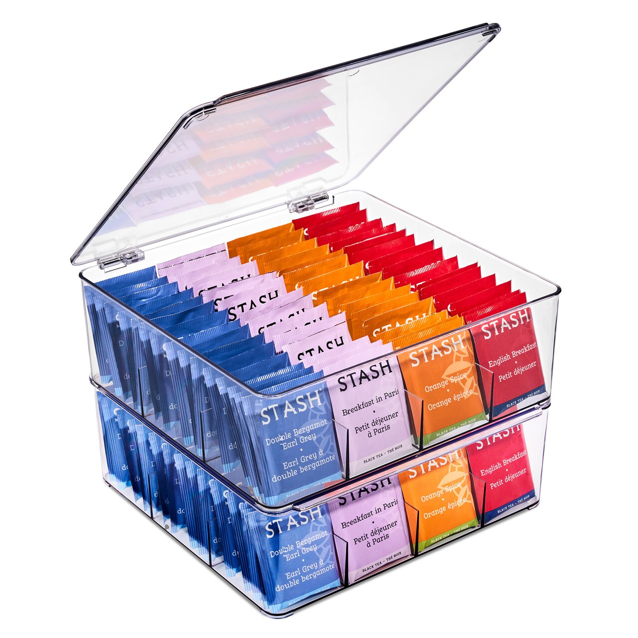 Sorbus Tea Bag Organizer, Stackable Tea Bag Storage Organizer with 12 Compartments and Hinged Lid